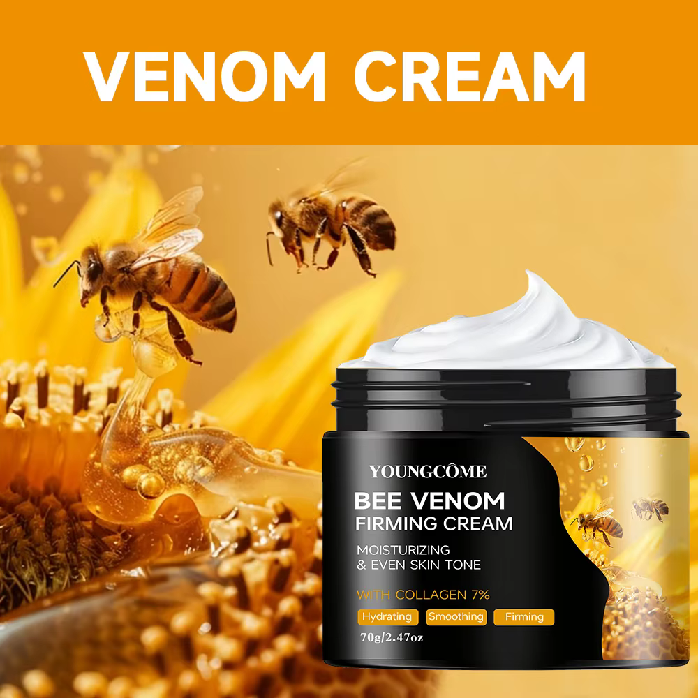 Crème Premium au Venin d'Abeille Visage et Cou – Boost de Collagène, Raffermissante, Liftante, Hydratante Naturelle, Non Grasse, Soin Doux et Amélioré