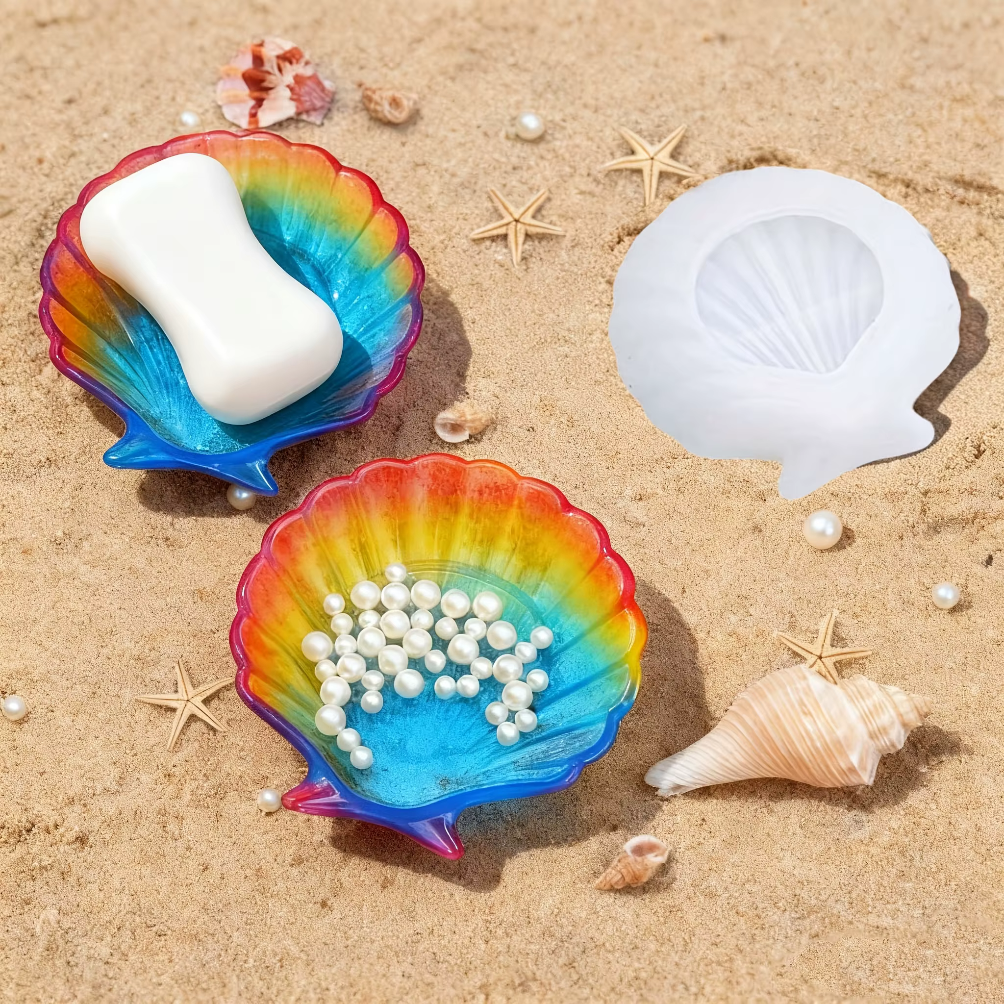 Moule en résine de coque de silicone, boîte de rangement de bijoux artisanaux, coque de porte-savon, plaque de rangement, décoration de la maison, 1 pièce