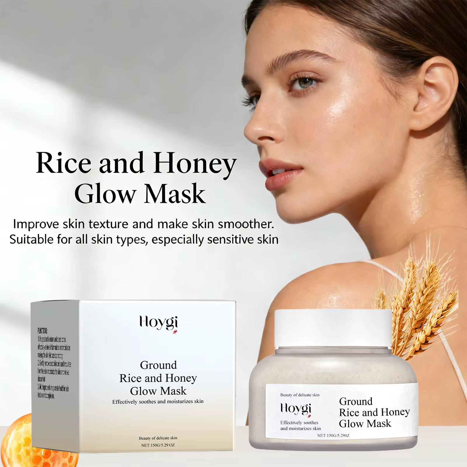 Masque Visage au Miel et au Riz Nettoyant en Profondeur