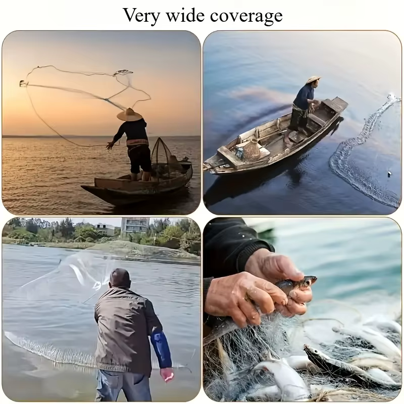 Filet flottant robuste, grande couverture, capture et libération sans dommages. Nylon léger pour lac/rivière/étang/bateau.