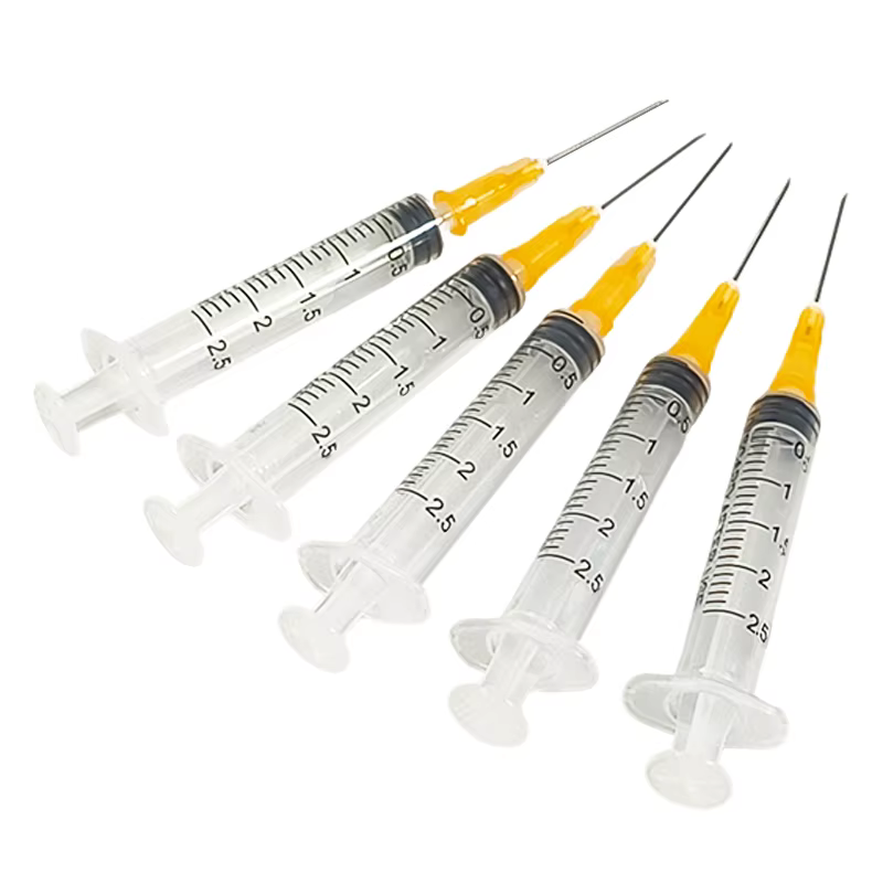 Petite seringue jetable de 2.5ml/cc, avec aiguille 25G 25mm, stérile, emballée individuellement, pour distribution industrielle, utilisation en laboratoire, 100 pièces
