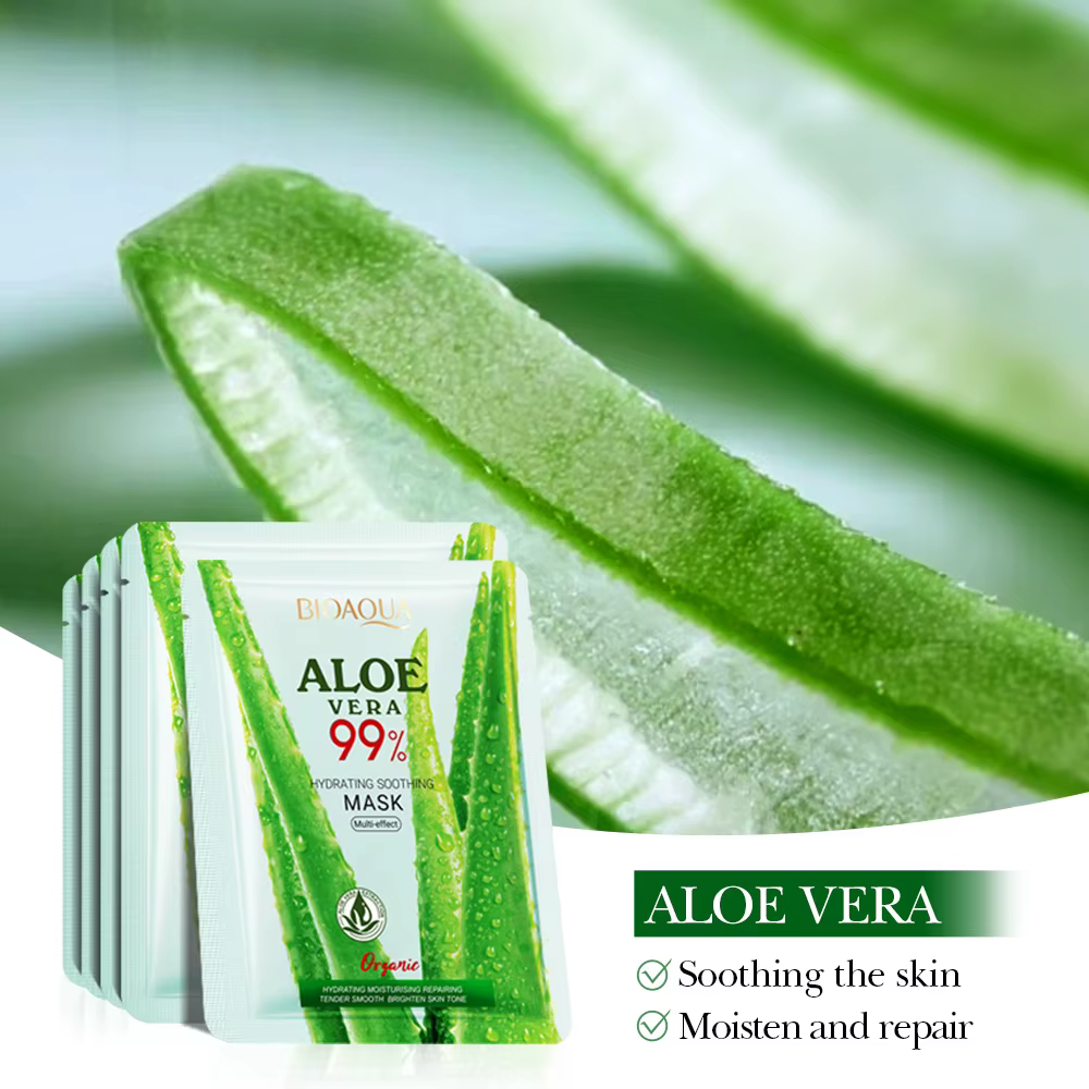 5/10 pièces BIOAQUA Aloe Vera masques faciaux hydratants peau apaisante blanchissant Anti-rides