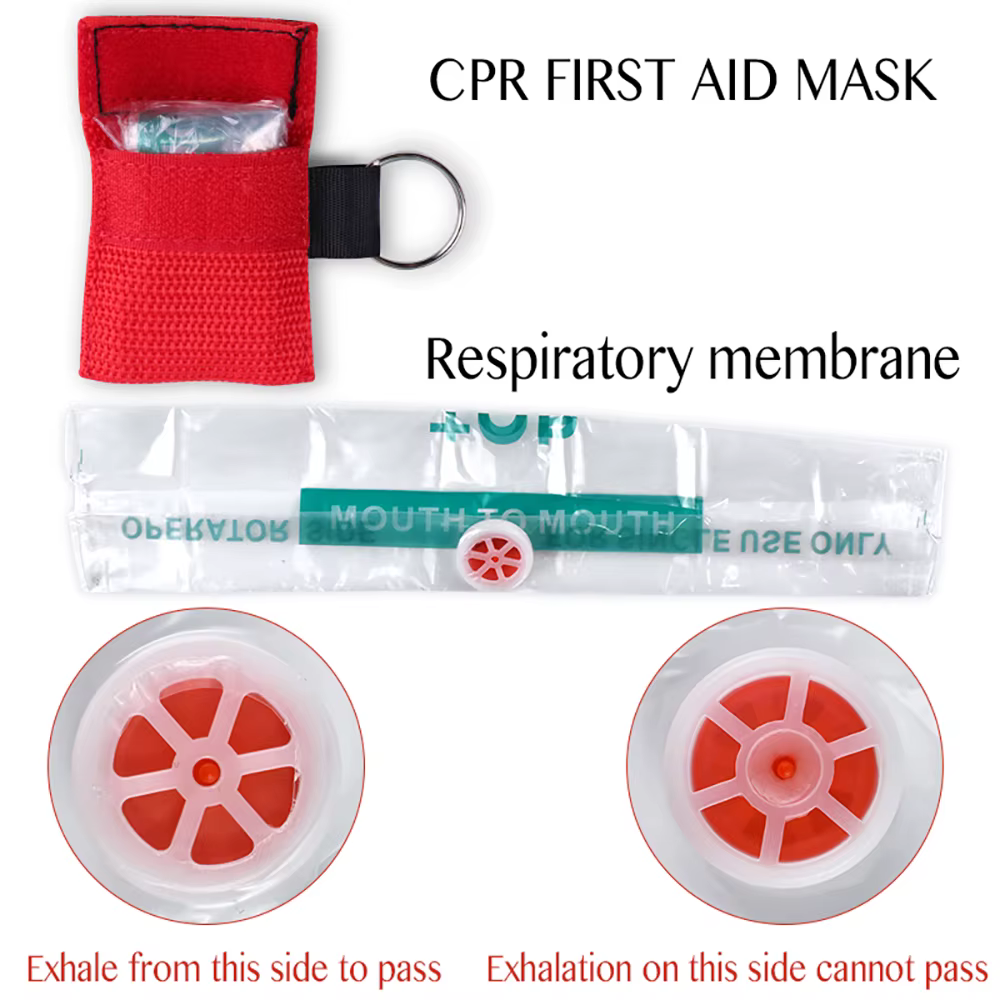 Lot de 1 à 10 masques de réanimation d'urgence professionnels pour la réanimation cardiorespiratoire (RCP) et les premiers secours en extérieur, avec porte-clés