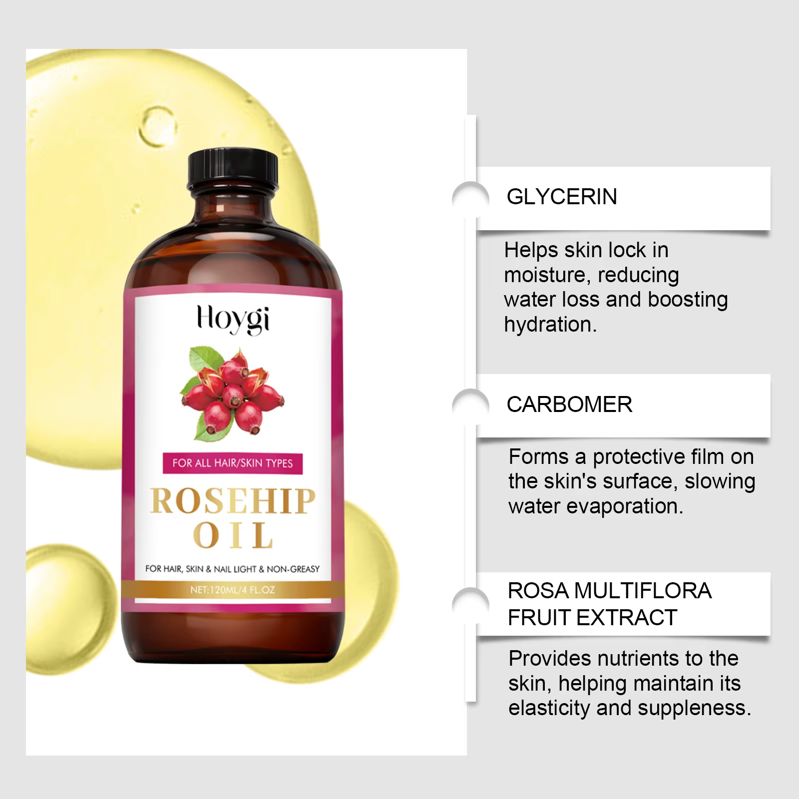 Sérum Traitant Anti-Âge à l'Huile Essentielle de Graines de Rose Musquée Naturelle, Raffermissant, Rafraîchissant, Lissant et Nourrissant pour la Peau, Huiles Essentielles pour le Corps