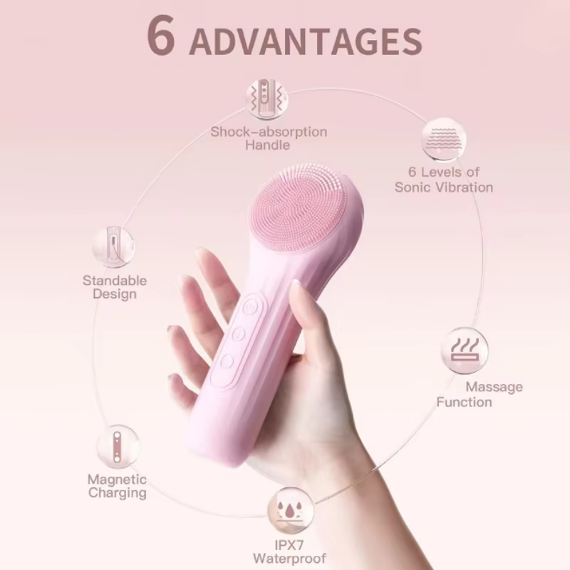 Brosse nettoyante faciale sonique étanche rechargeable