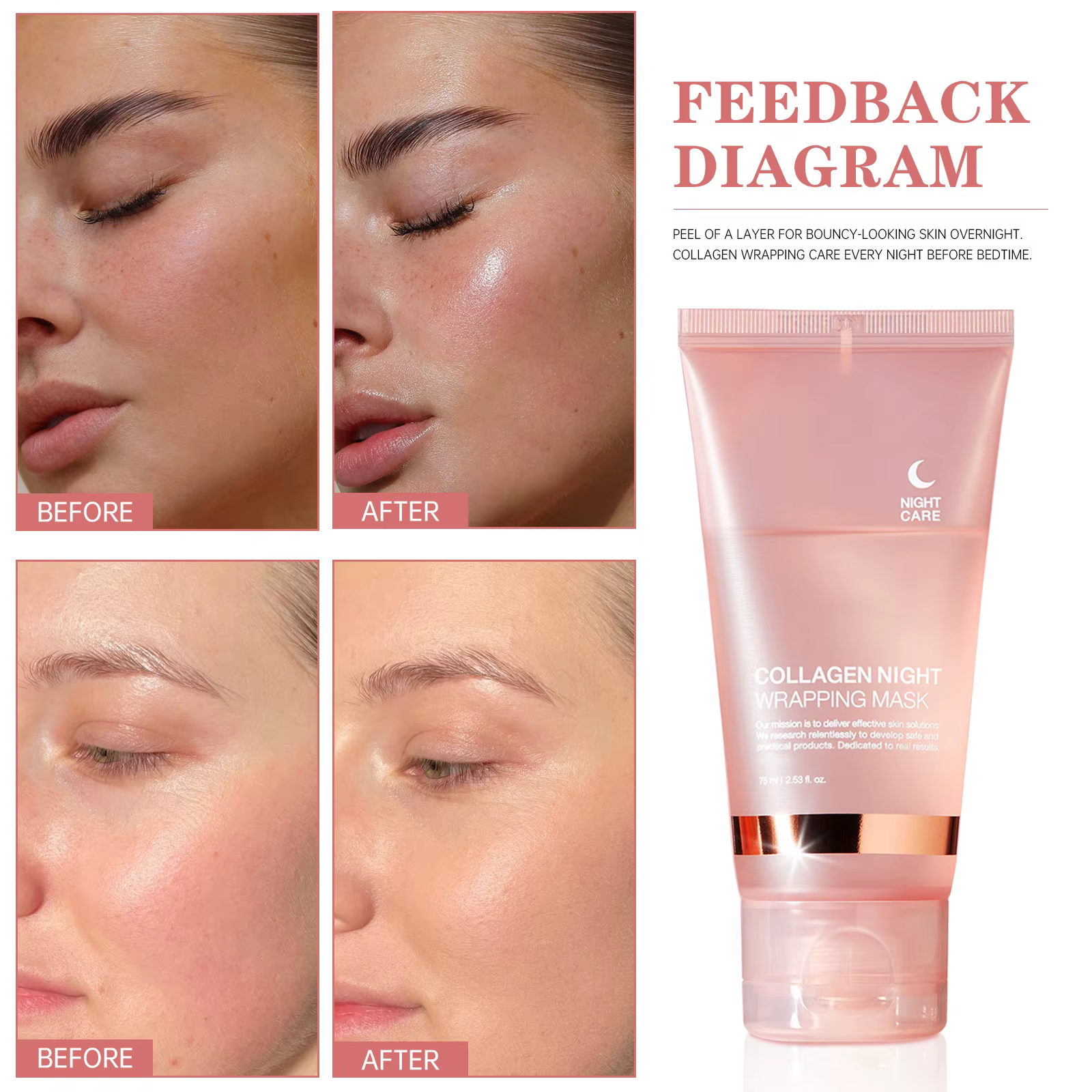 Masque d'emballage de nuit au collagène 75 ml pour réparation intensive 8H