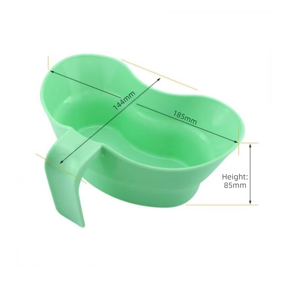 Bassin à vomir en plastique pratique avec poignée, facile à nettoyer, gobelet à rince-bouche, bassin anti-fuite pour soins aux patients