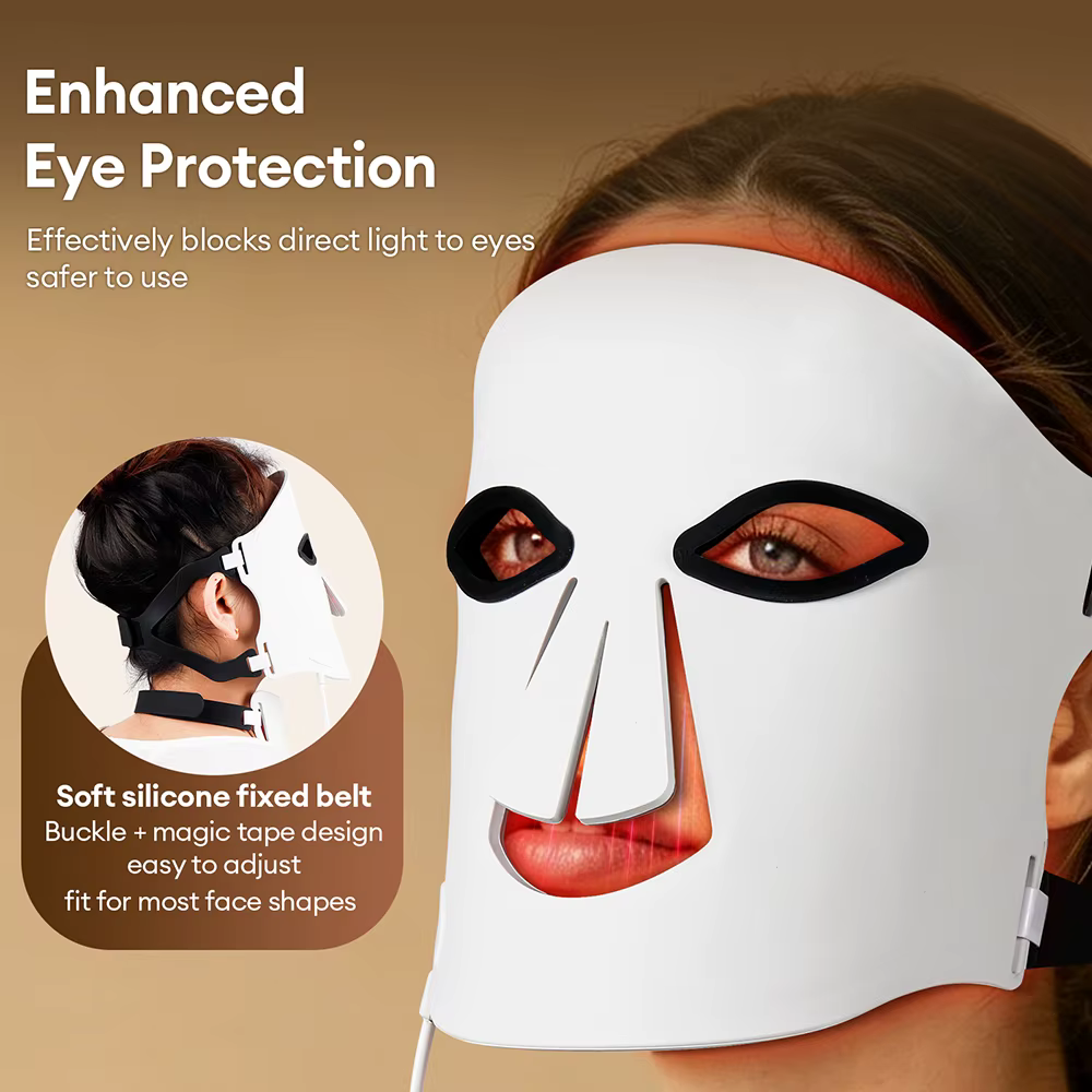 Masque facial LED sans fil en silicone avec 105 LED pour le cou