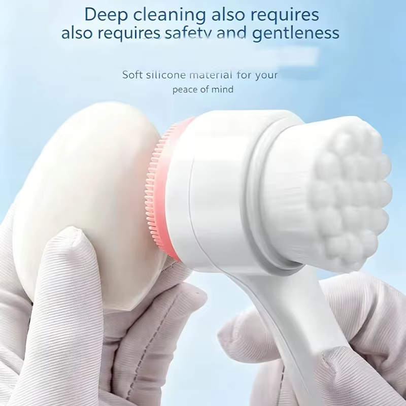 Brosse faciale double face avec poils en silicone doux