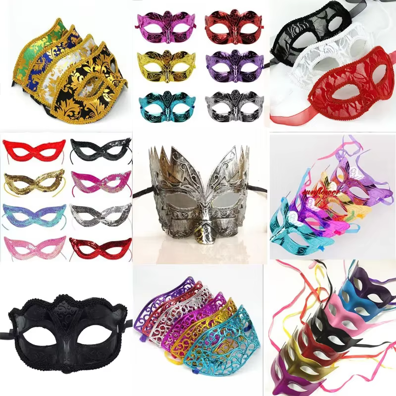 Masque de plumes vénitiennes pour femmes et hommes, 10 pièces, masques de bal de fête, décoration effrayante, pâques, Cosplay, anniversaire, Halloween, Festival de mariage