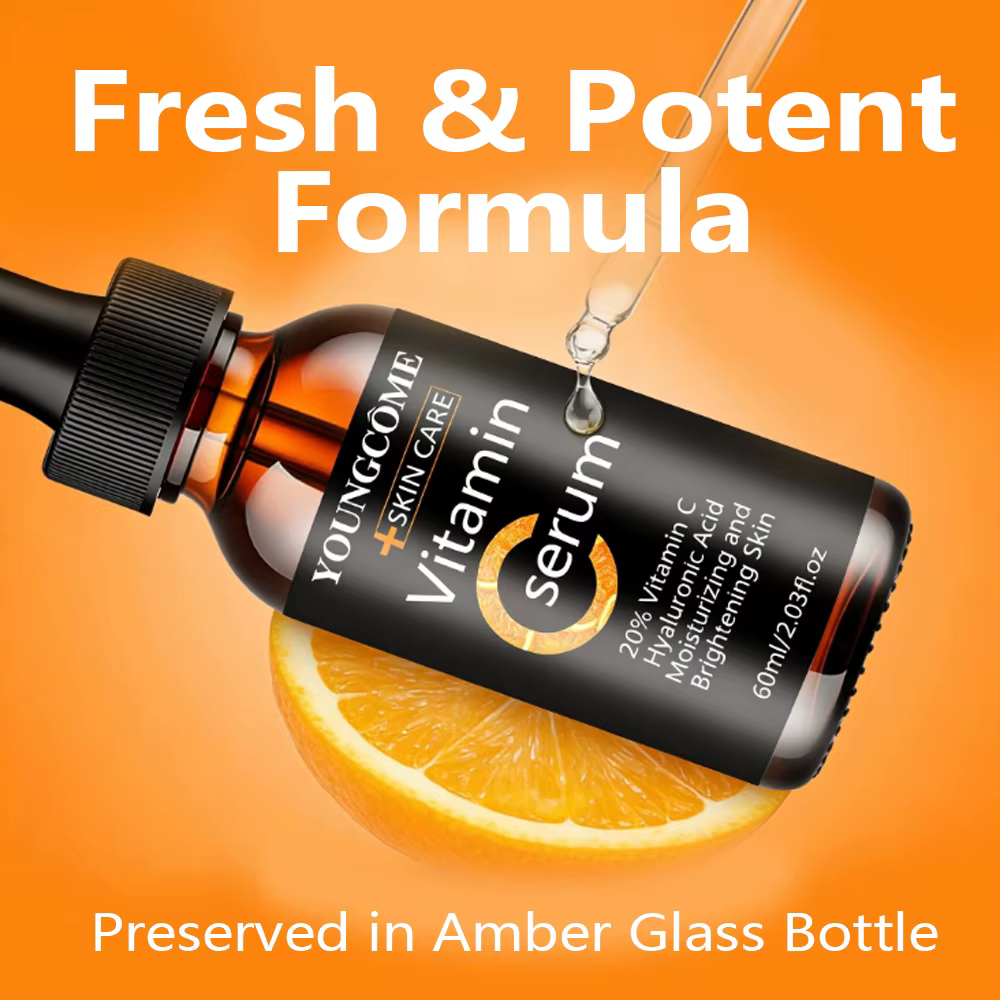 YOUNGCOME Sérum à l'acide hyaluronique à la vitamine C - Essence pour le visage hydratante et raffermissante quotidienne pour tous les types de peau 40/60ML