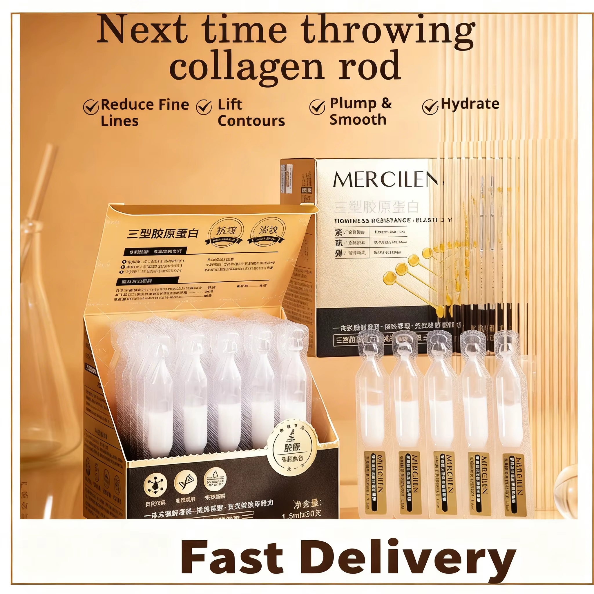 1BOX Mercilen Collagène Anti-rides Essence Raffermissante Hydratante Sérum Visage Hydratant