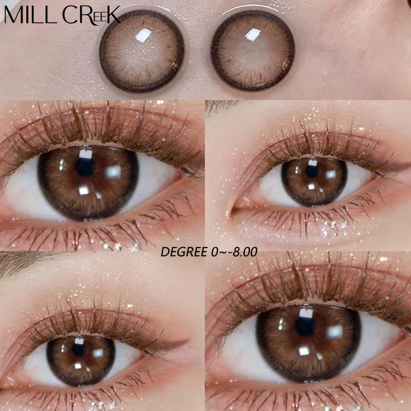 Lentilles de contact de couleur pour les yeux jaune naturel noir myopie lentilles colorées doux 1 paire de contacts colorés pour gros yeux avec dioptries