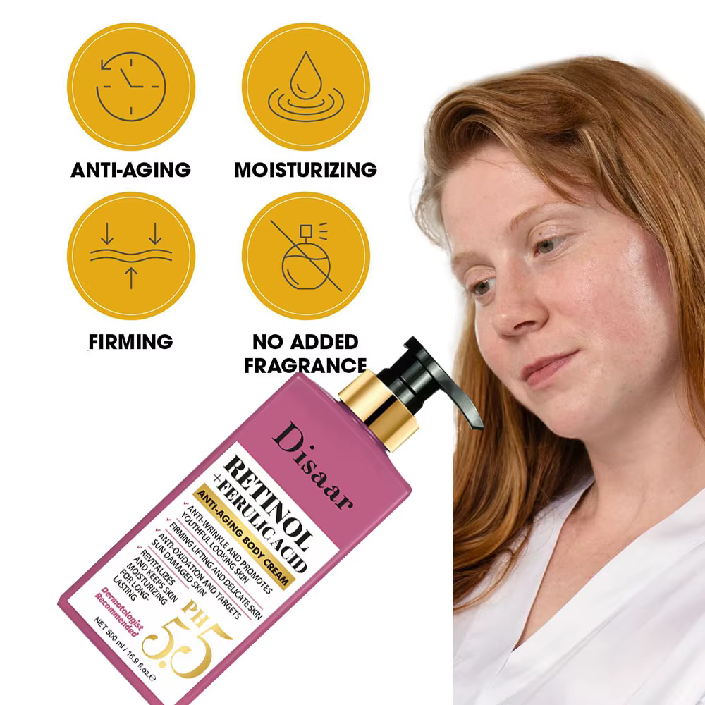 La crème hydratante raffermissante pour le corps au rétinol PH 5.5 améliore la fermeté de la peau pour le visage