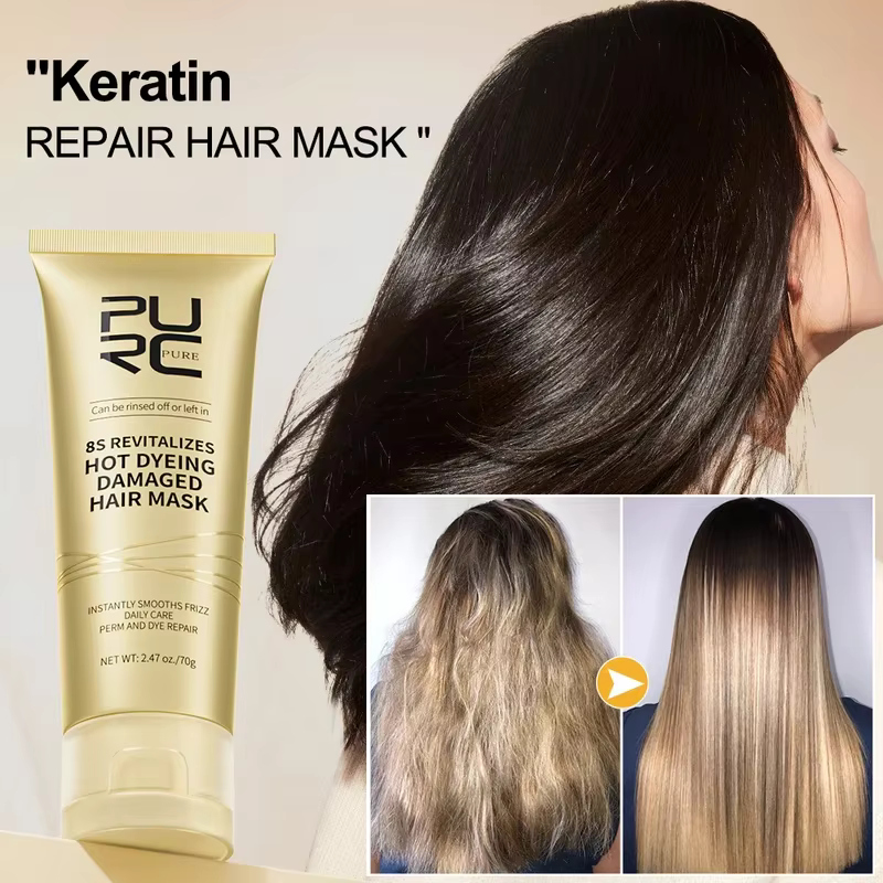 PURC traitement professionnel à la kératine masque capillaire réparation frisottis sec endommagé crème Anti casse lisse lissage masques soins des cheveux