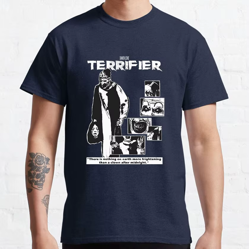 T-shirt imprimé 100% coton pour hommes, the Clown Art, apk movie terrifier 2 slasher film effrayant halloween scream film killer clown