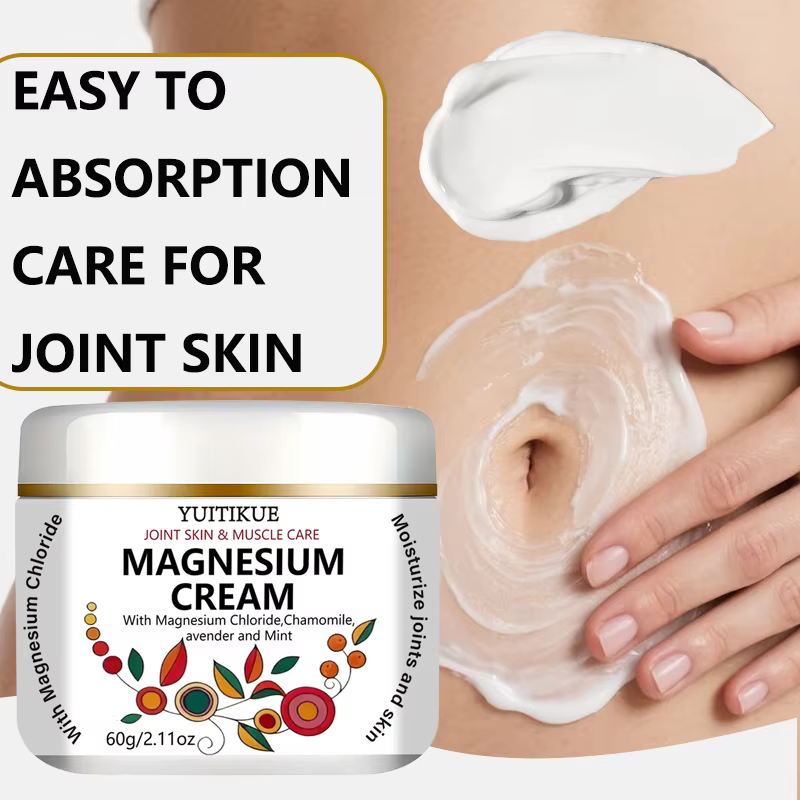 Crème au magnésium Yuitikue, 60g, crème pour les soins des articulations, de la peau et des muscles avec du chlorure de magnésium, de la camomille, de la lavande et de la menthe