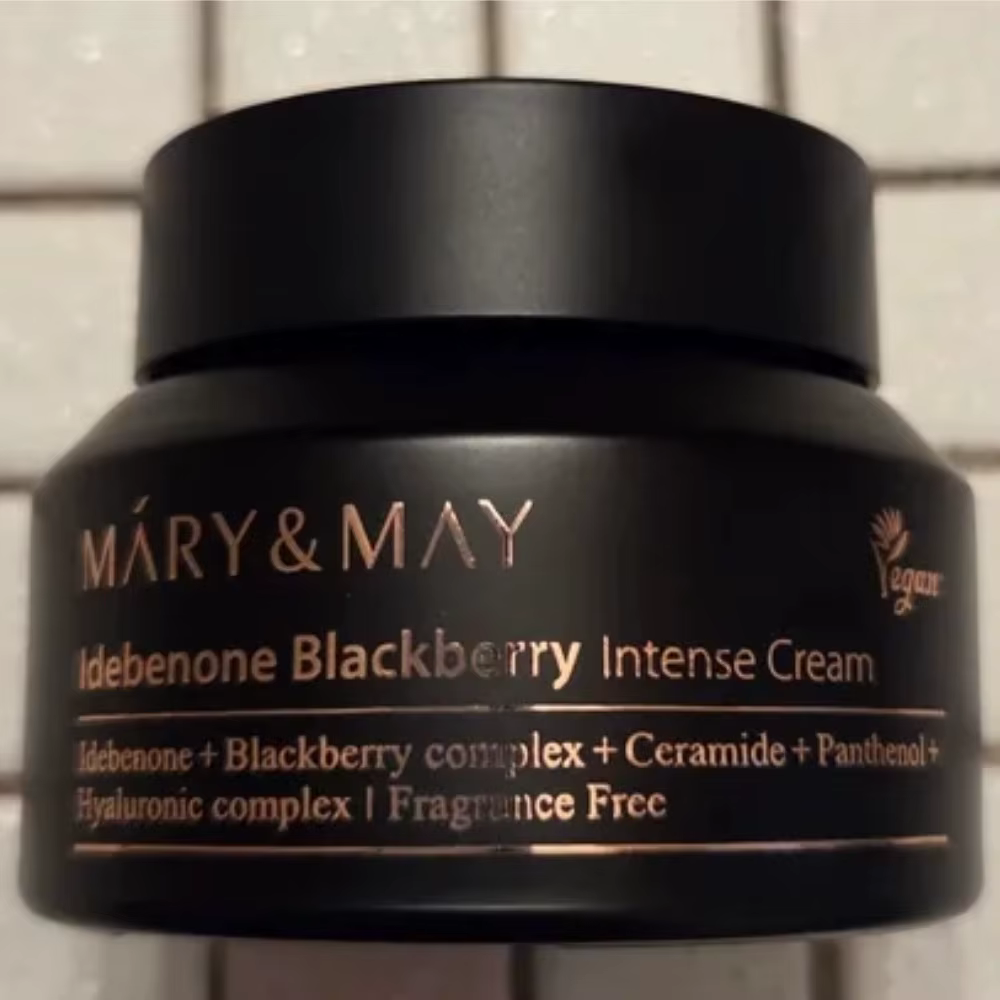 MARY& MAY Crème Intense à l'Idébenone et à la Mûre 70g Collagène Hydratant Naturel Doré Nourrissant en Profondeur