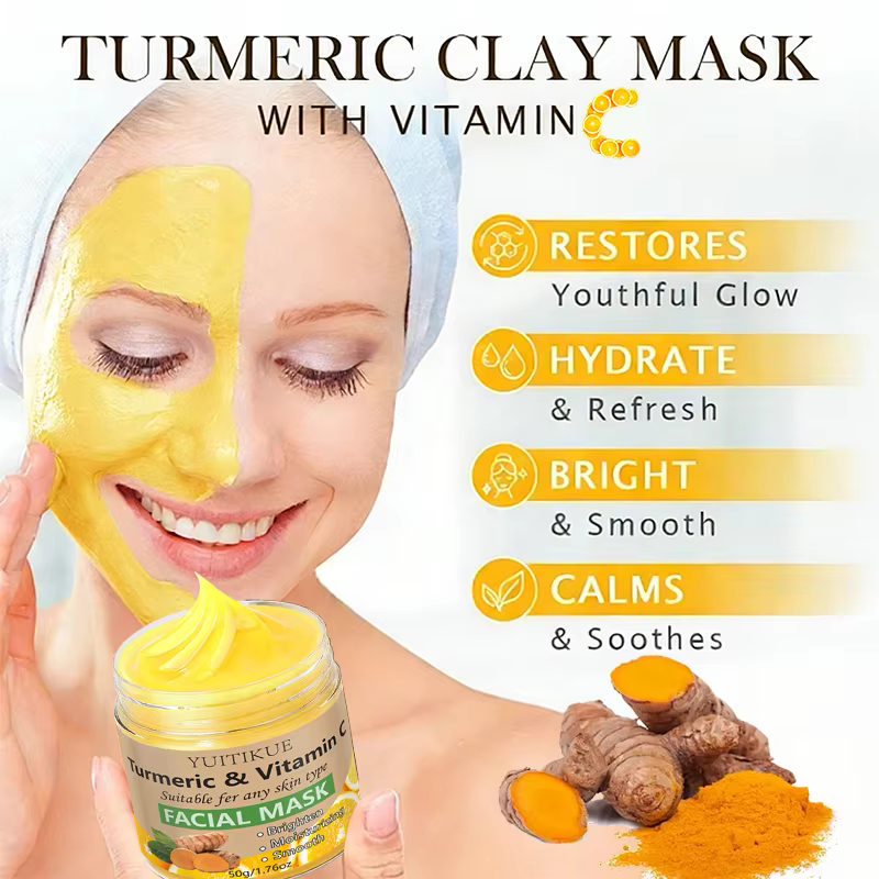 Masque visage YUITIKUE au curcuma et à la vitamine C - Formule éclaircissante