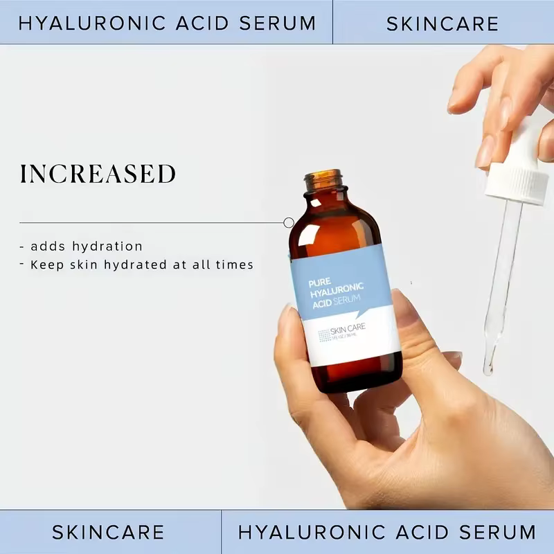Sérum à l'acide hyaluronique pur - Avec solution de soin pour la peau à hydratation intense au squalène végétal - 1 FL.