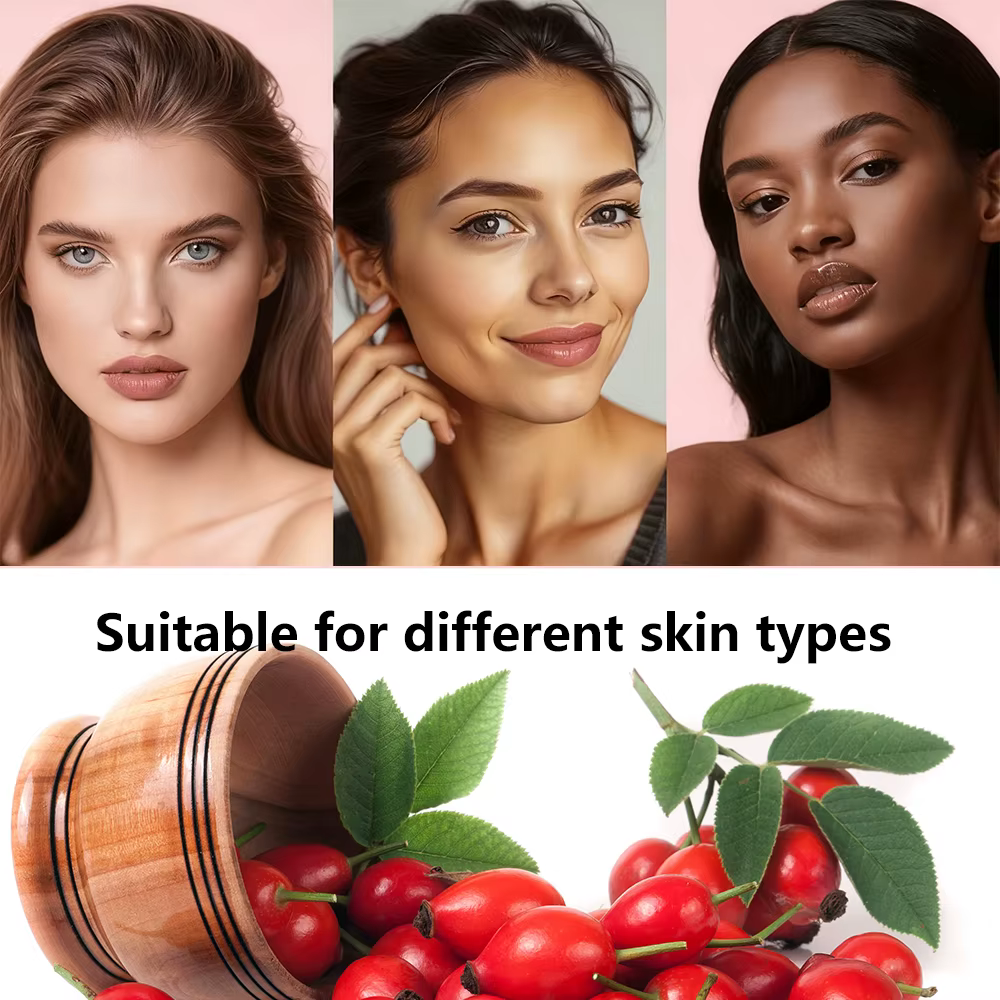 HISENRAIN Ensemble de soins pour la peau à la rose musquée : sérum hydratant et crème hydratante combinée – Kit anti-âge