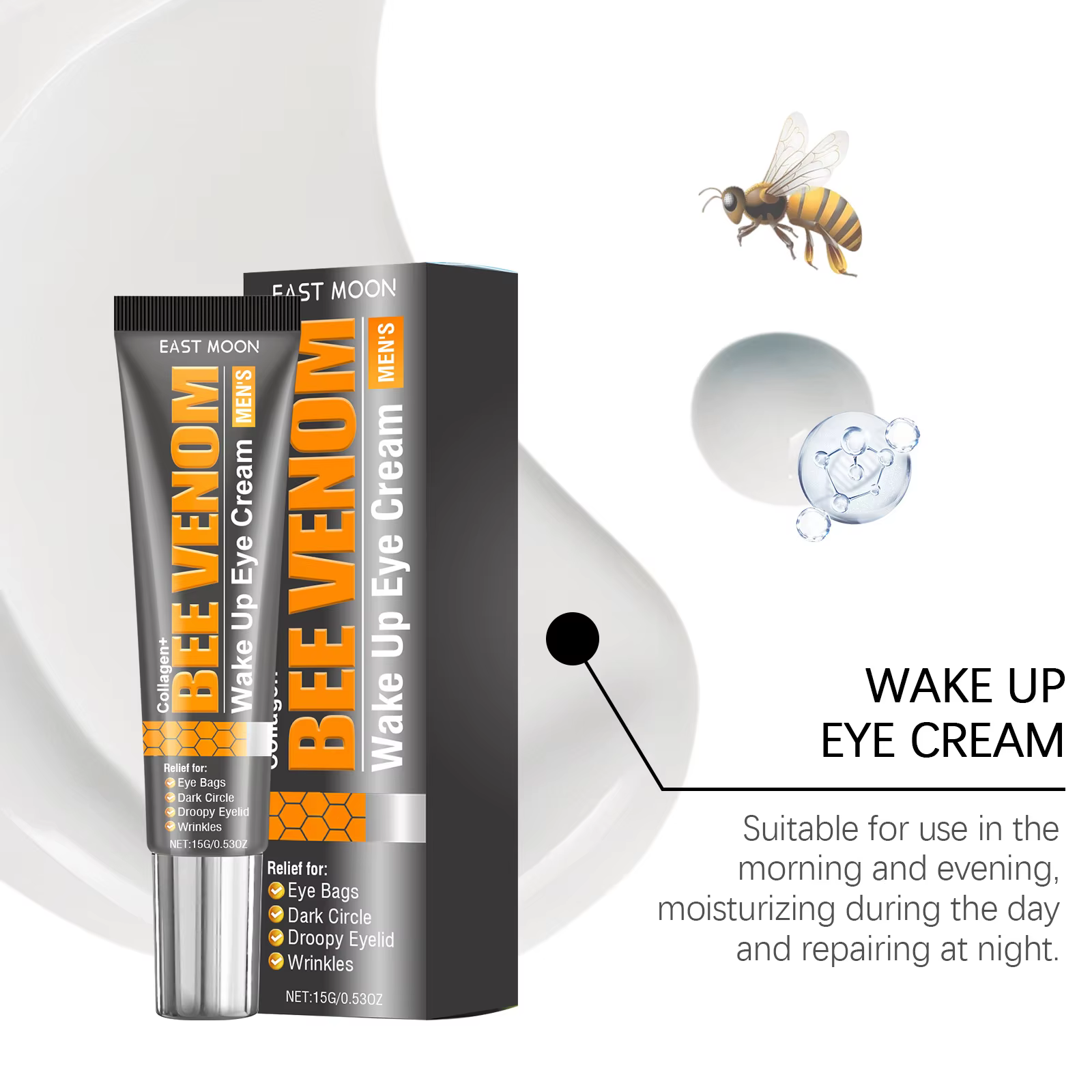 Crème Contour des Yeux au Venin d'Abeille Hydratante pour Peaux Sèches