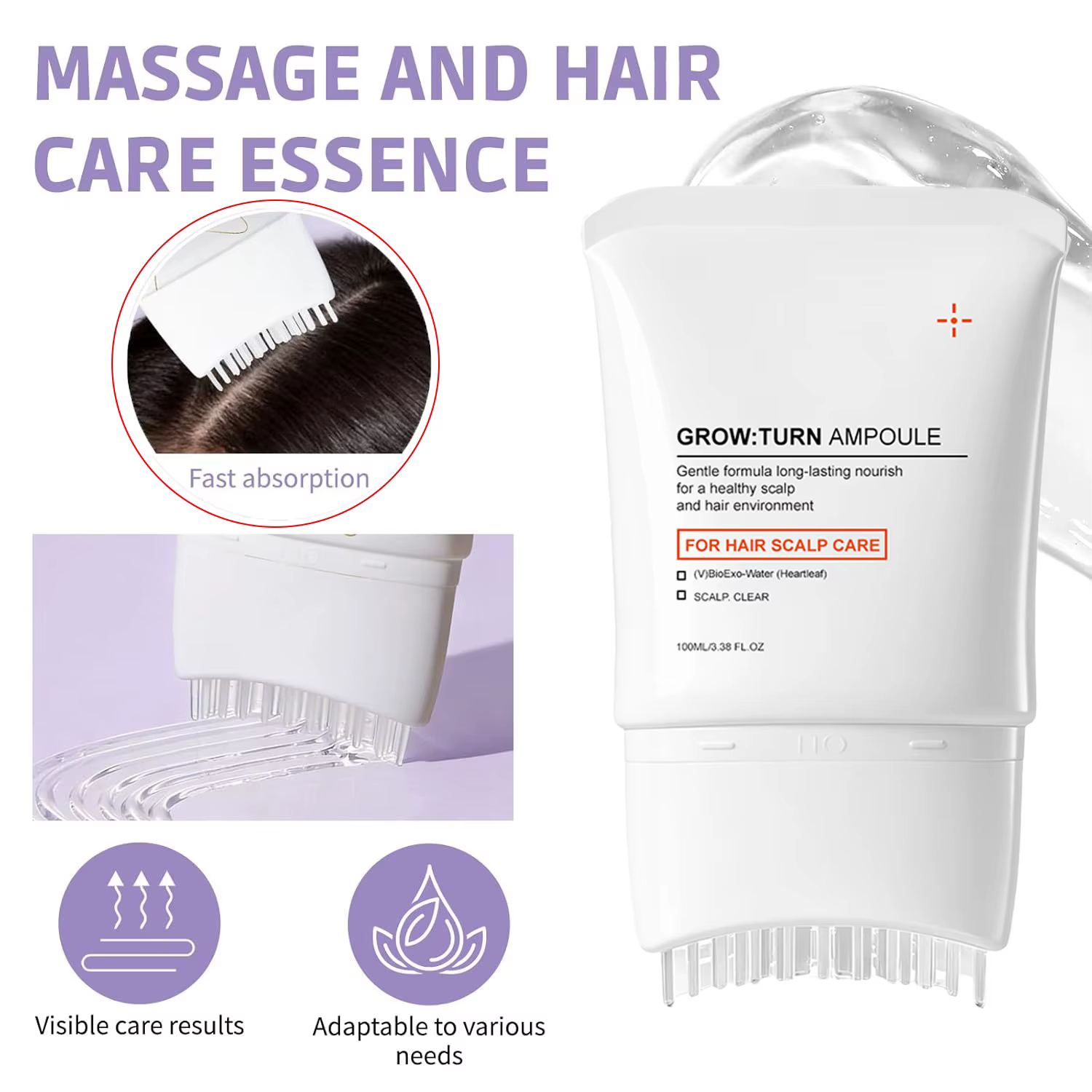 Sérum pour le soin du cuir chevelu avec brosse massante intégrée