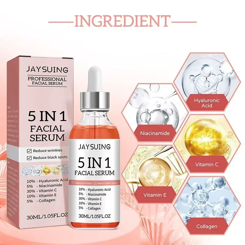 1/2/3/5 boîte 5 en 1 sérum pour le visage acide hyaluronique Essence hydratant rajeunissement vitamine C Niacinamide éclaircissant soins de la peau