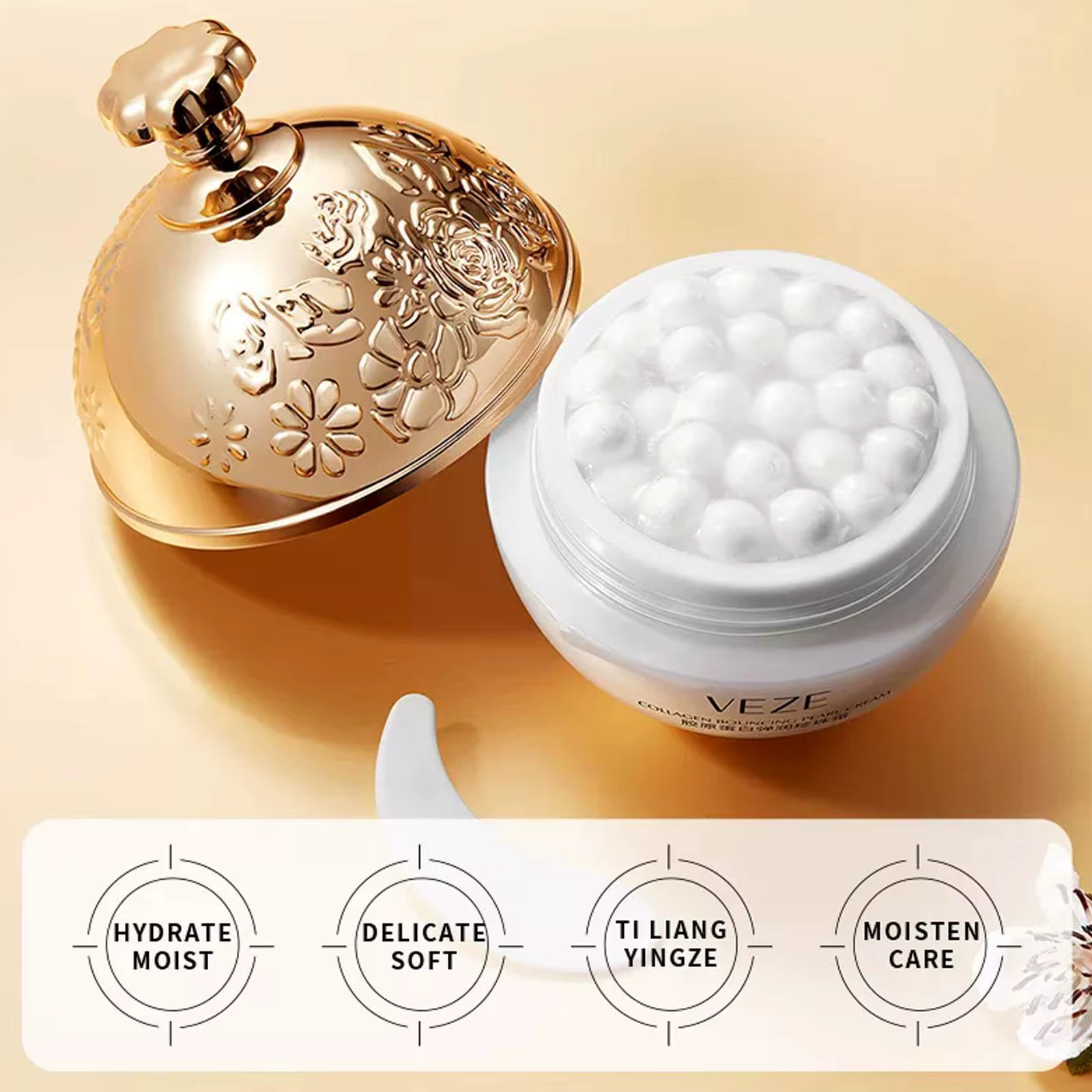 Crème pour le visage au collagène et aux perles pour femmes