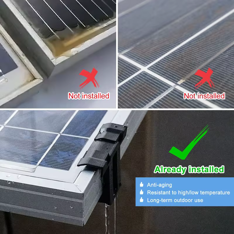 Clip de drainage pour panneaux solaires – Modules photovoltaïques – Clip de nettoyage – Clips anti-boue – Modules de drainage – Clip de décharge d'eau solaire