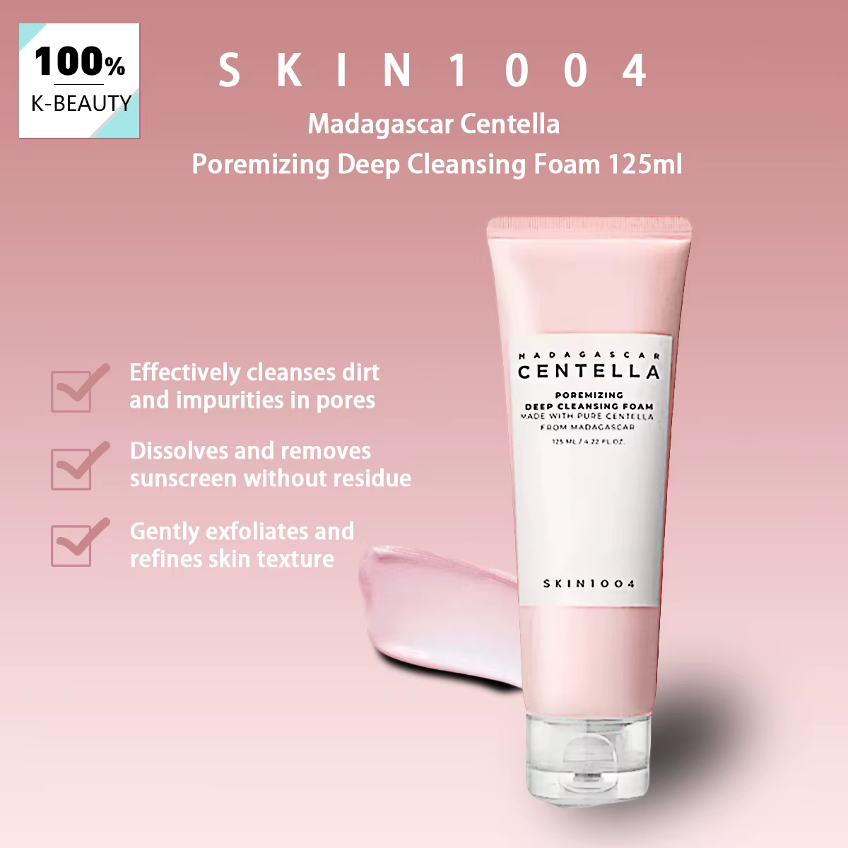 SKIN1004 Madagascar Centella Poremizing Deep Cleansing Foam 125ml, Mousse volumineuse, Nettoyage complet, Soins de la peau coréens, Maquillage coréen