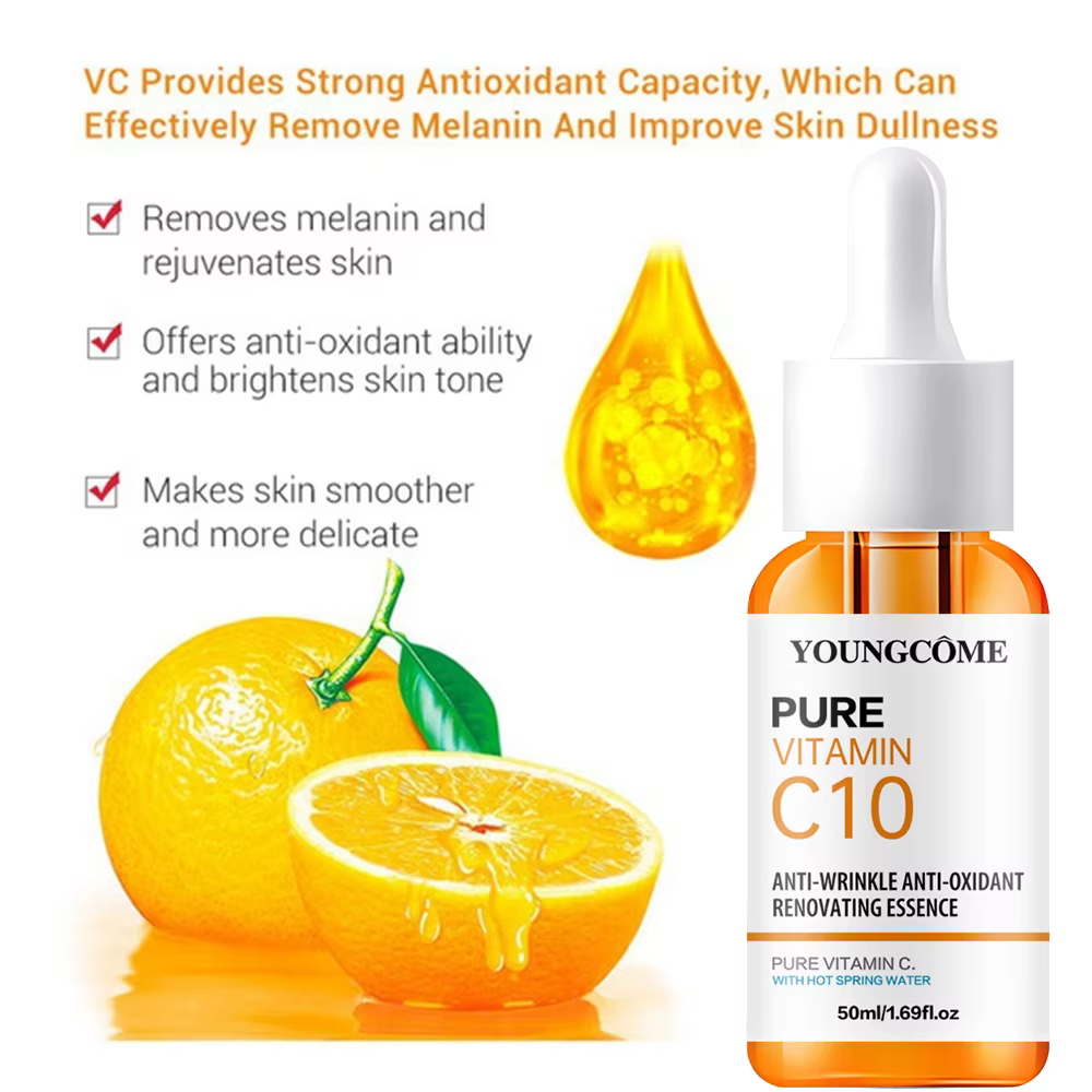 Vitamine C Essence pour le visage acide hyaluronique peau foncée éclaircir sérum estompe les ridules hydratant