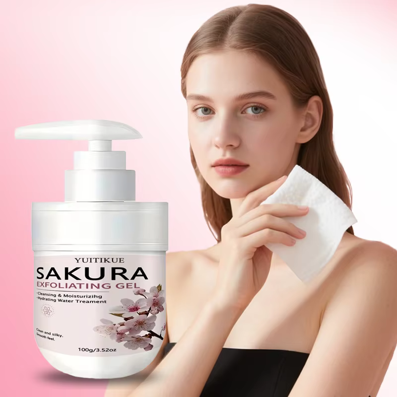 Gel nettoyant exfoliant Sakura 100g YUITIKUE Exfoliation douce Élimination des peaux mortes Hydratant Gel pour le visage doux et lisse