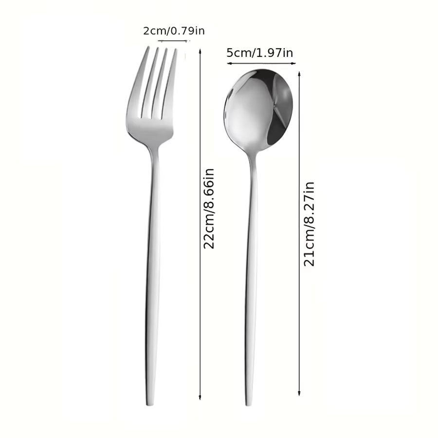 Ensemble de couverts en acier inoxydable argenté de 12/24 pièces, comprenant des fourchettes à dîner, des cuillères et des cuillères à dessert, adapté pour les repas à la maison, Di