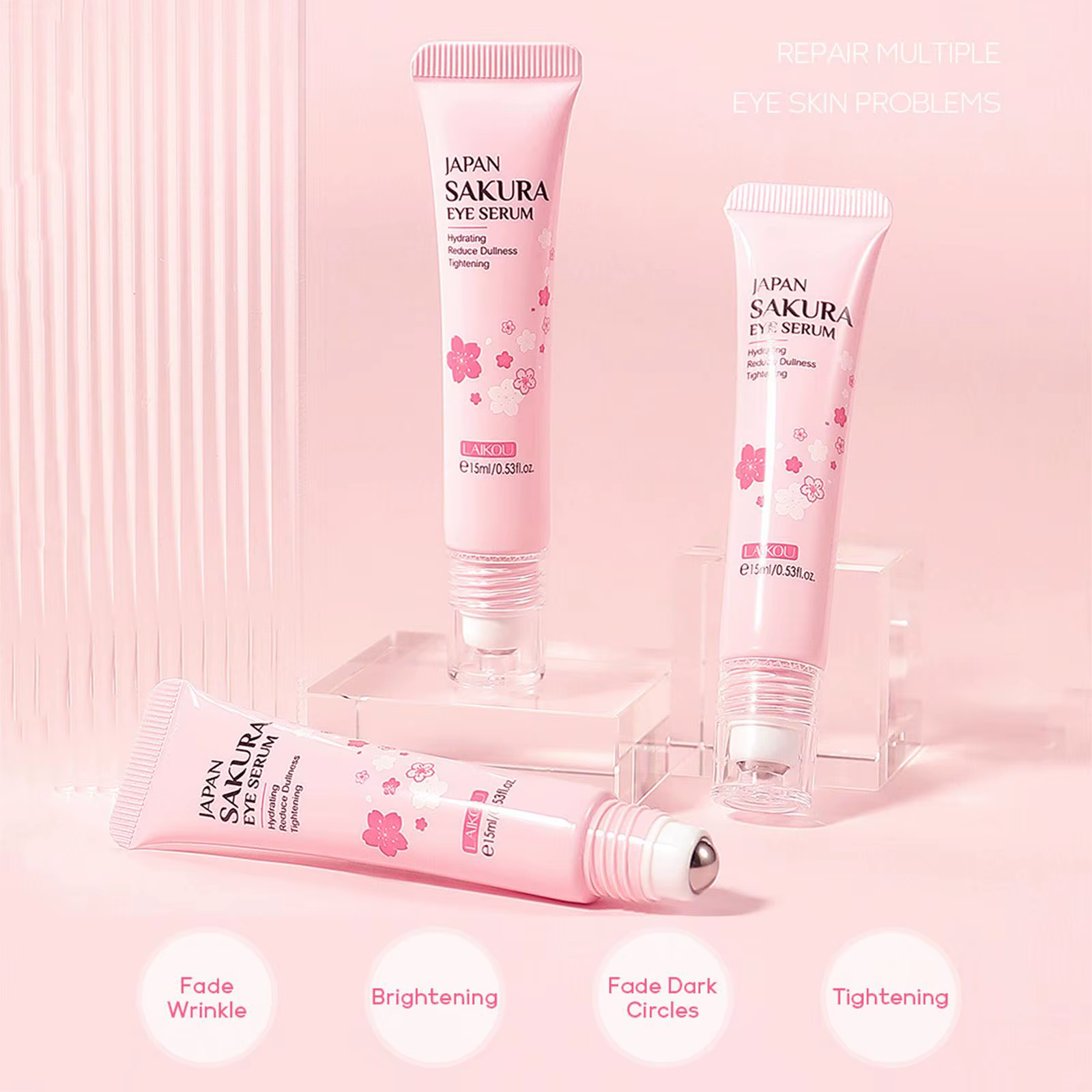 Sakura-Crème essence pour les yeux avec boule de massage