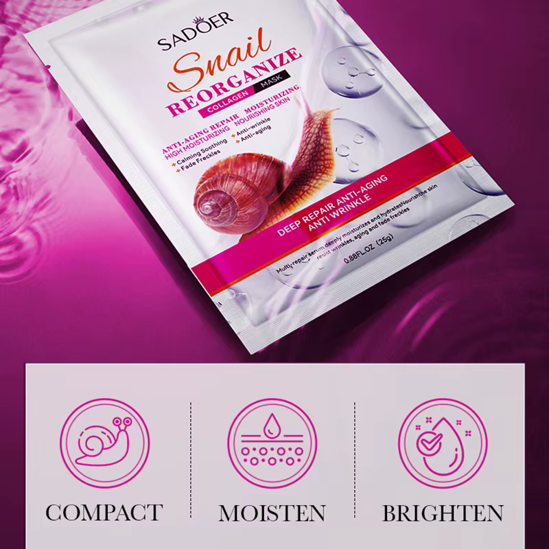 5 pièces SADOER escargot collagène masque Facial raffermissant hydratant éclaircissant