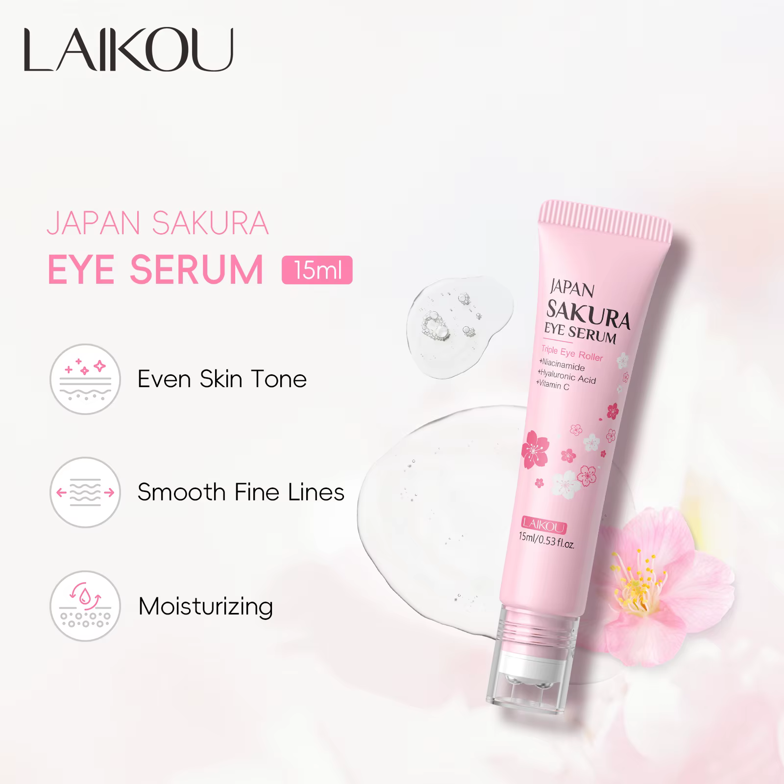 Sérum contour des yeux LAIKOU 15ml à l'acide hyaluronique