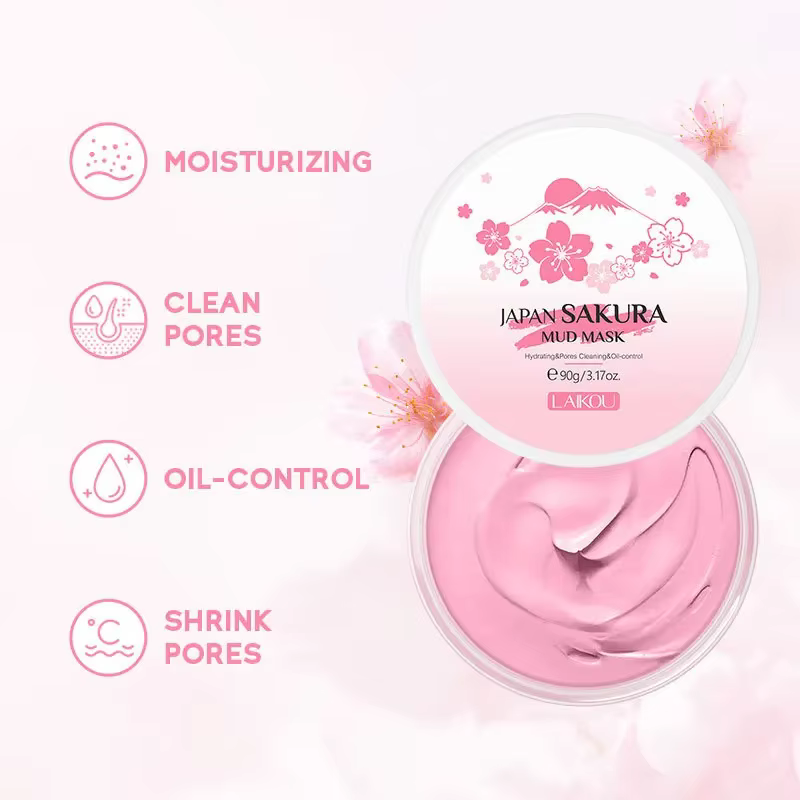 Laikou Sakura masque de boue nettoyage en profondeur contrôle de l'huile équilibre antioxydant rétrécissement des Pores