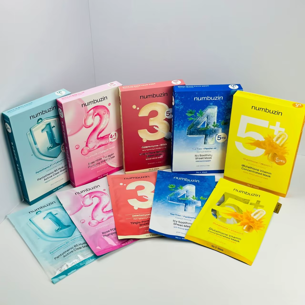 Masque facial série Numbuzin - 5 pièces - Nettoie en profondeur les points noirs et l'excès de sébum