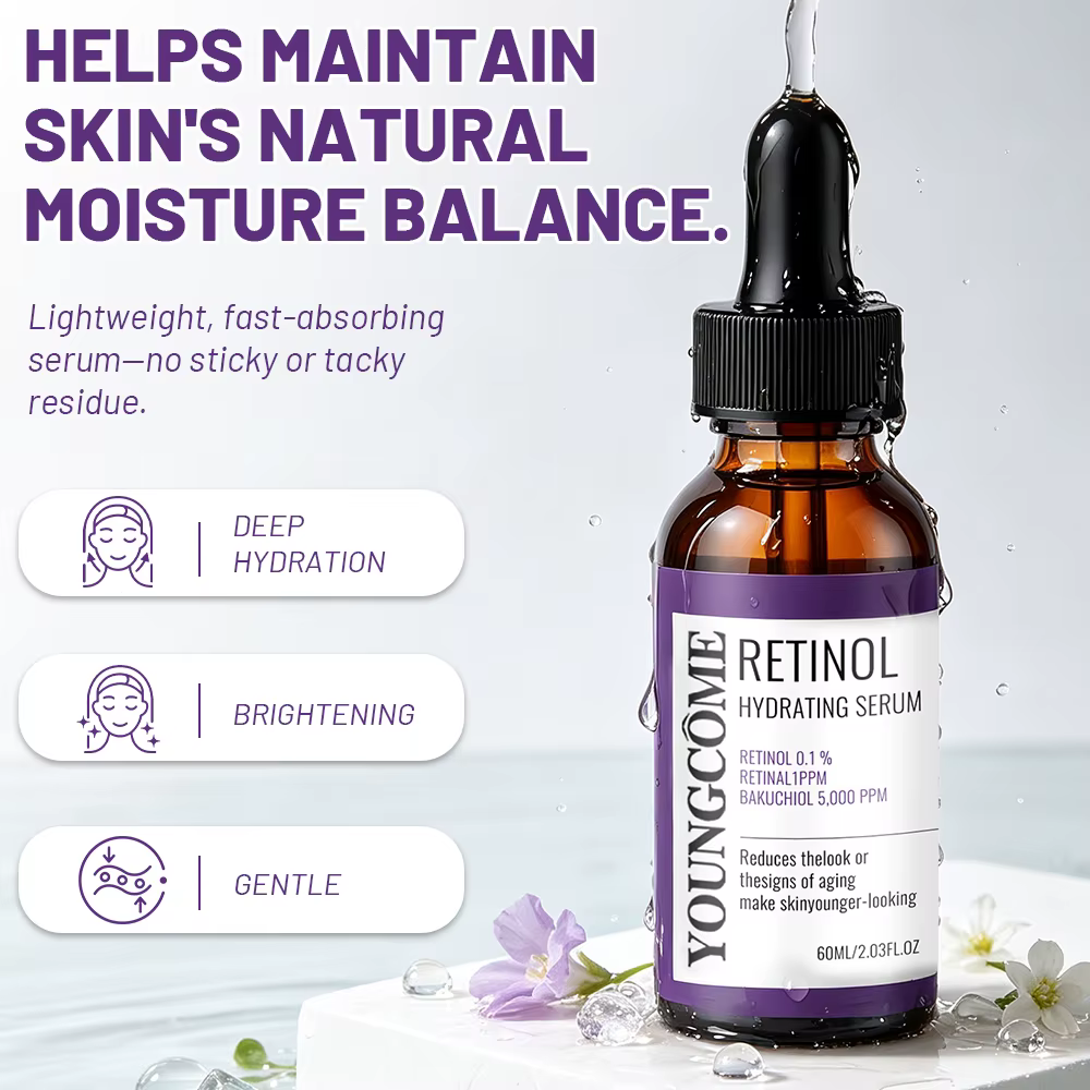 Sérum hydratant au rétinol - Sérum facial quotidien léger au rétinol pur à 0,1 %, formule douce et nourrissante pour tous les types de peau, Smoo