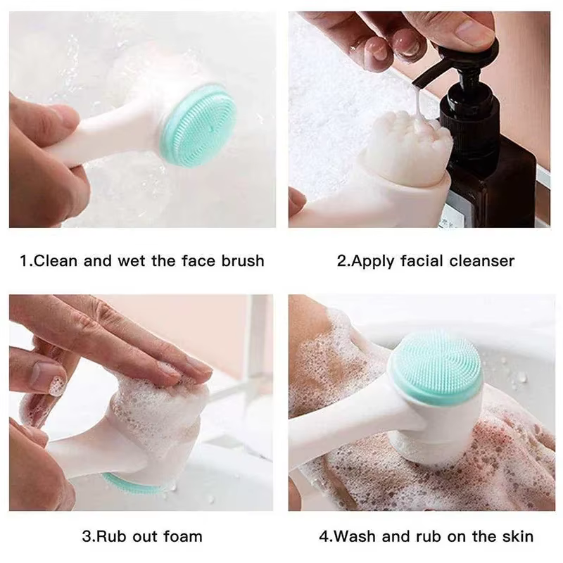 Brosse faciale double face avec poils en silicone doux