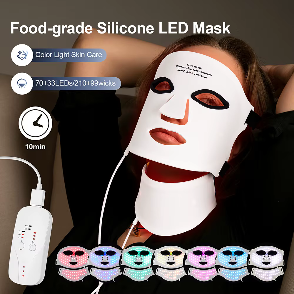 Masque facial LED en silicone avec cou