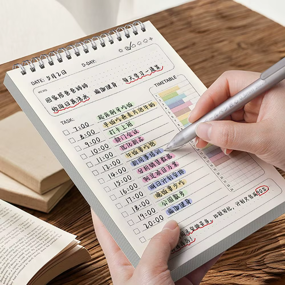 Organisateur d'horloges de forme d'auto-inspection, tableau de planification quotidienne, culture d'habitudes, liste de choses à faire, horloge de planification dans la gestion du temps