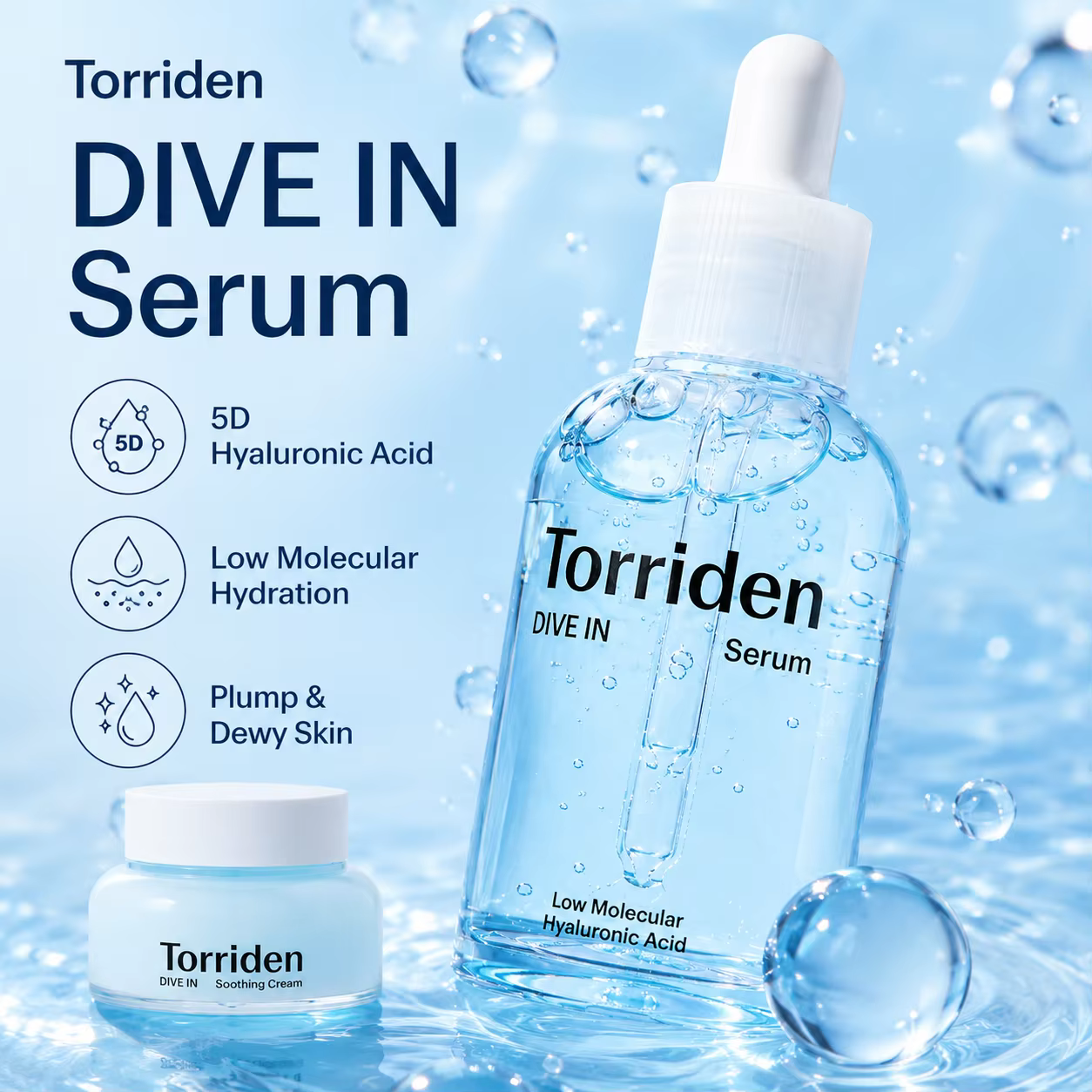 Offrez à votre peau une hydratation ultime avec le coffret sérum et crème apaisante Torriden DIVE-IN