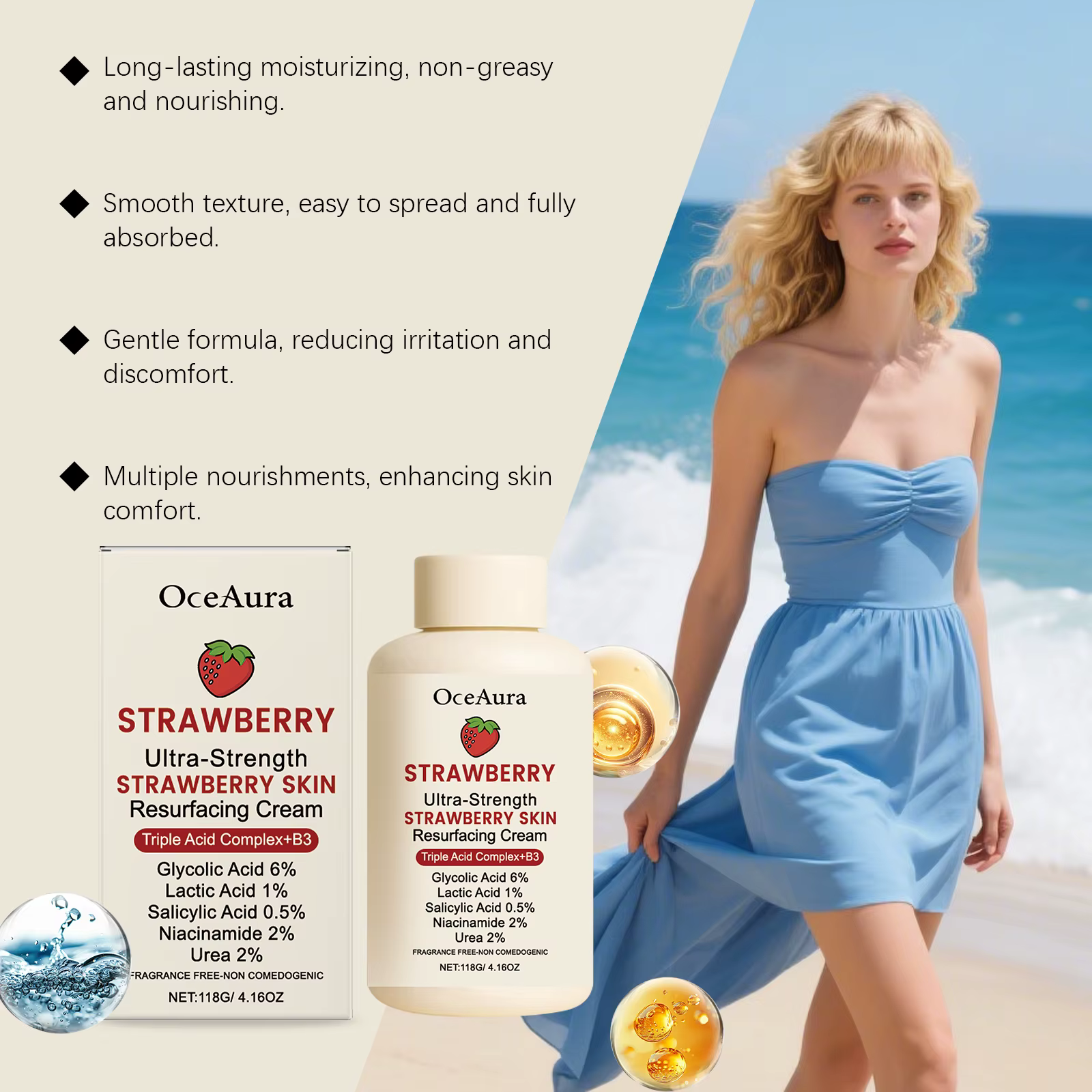 Crème corporelle à la fraise Oceaura