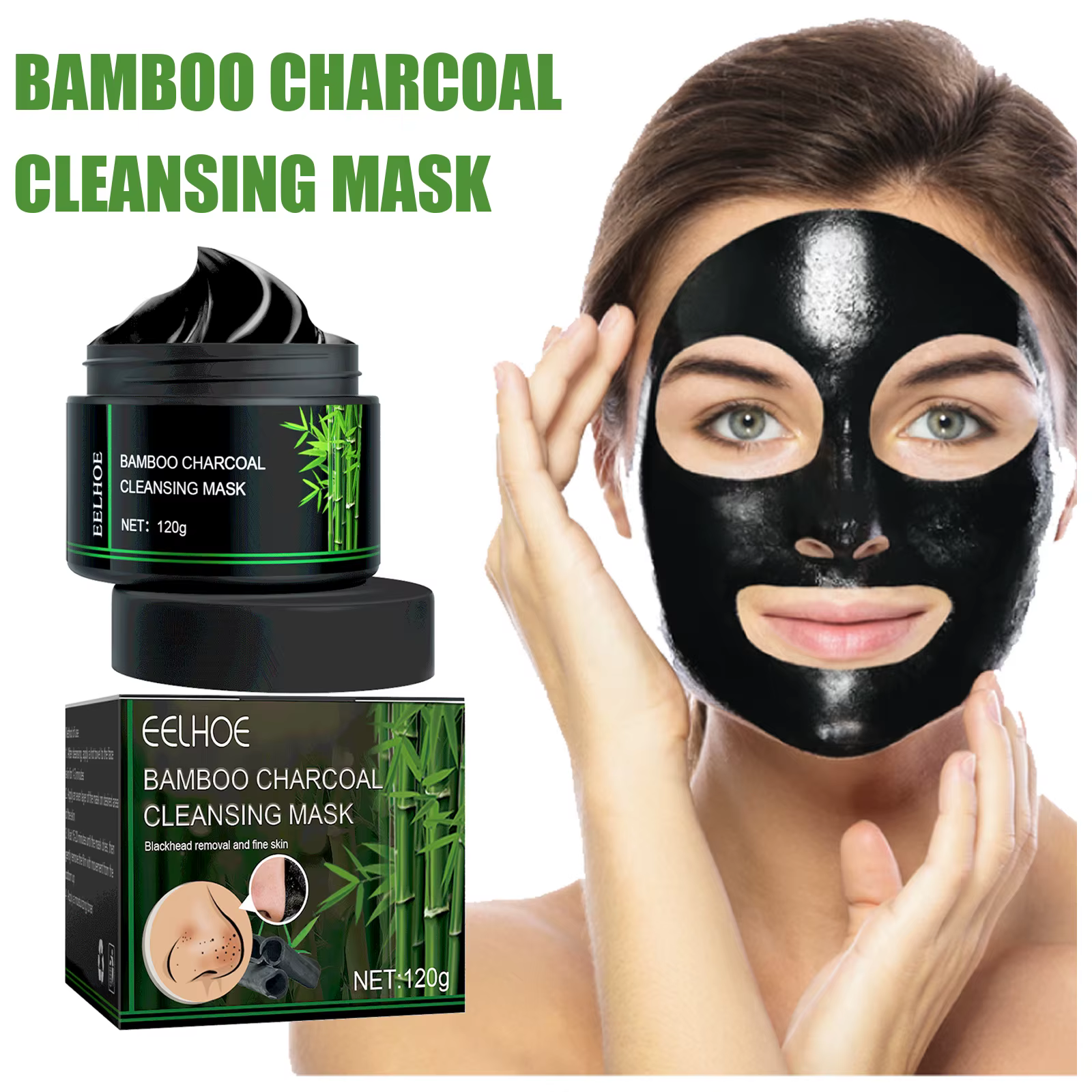 Masque dissolvant de points noirs pour le visage au charbon de bambou