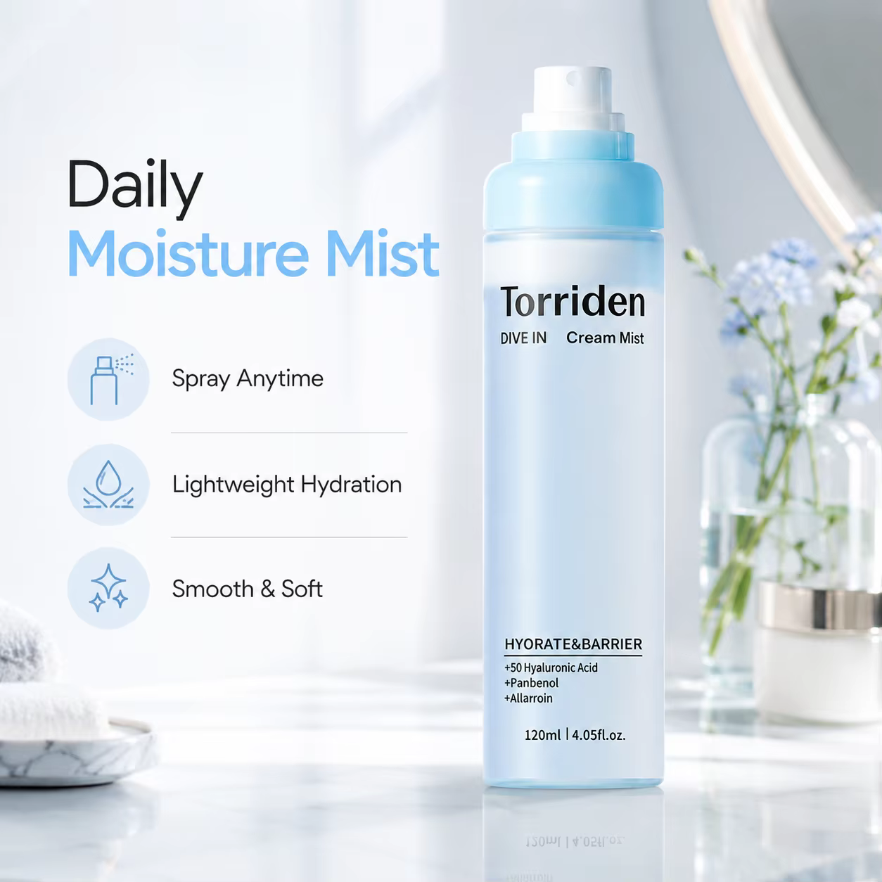 Brume hydratante à l'acide hyaluronique Torriden DIVE IN 120ml