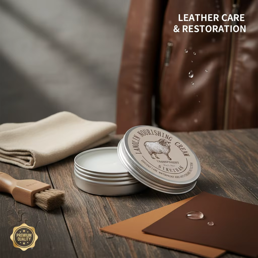 Crème d'entretien pour veste en cuir – Baume nourrissant pour lanoline, revitalisant transparent pour restaurer, imperméable et protéger les manteaux en cuir