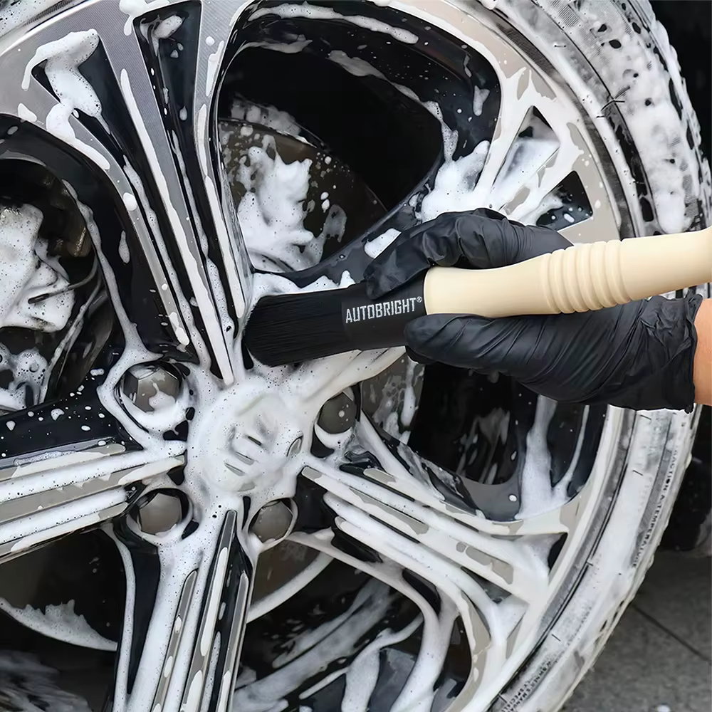 AUTOBRIGHT Brosse de nettoyage de roue de moteur à poils rigides - Outil polyvalent durable pour le nettoyage des roues de détail de porte de roue de moteur de voiture