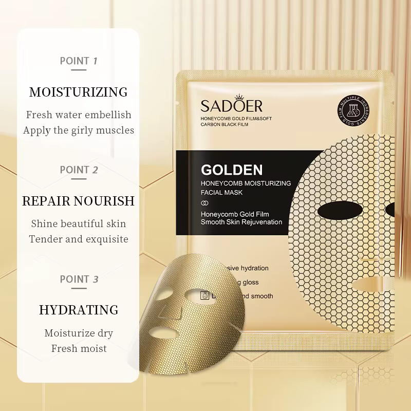 5 pièces SADOER 24K doré hydratant masques pour le visage soins de la peau raffermissant nourrissant lisse